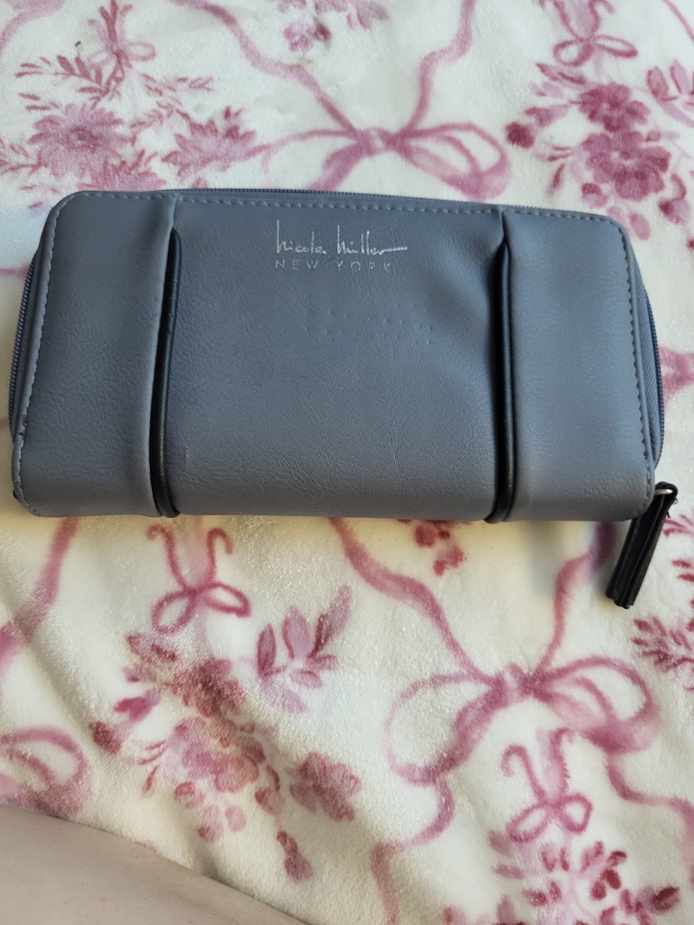 Nicole Miller Gray Zip-Around Wallet